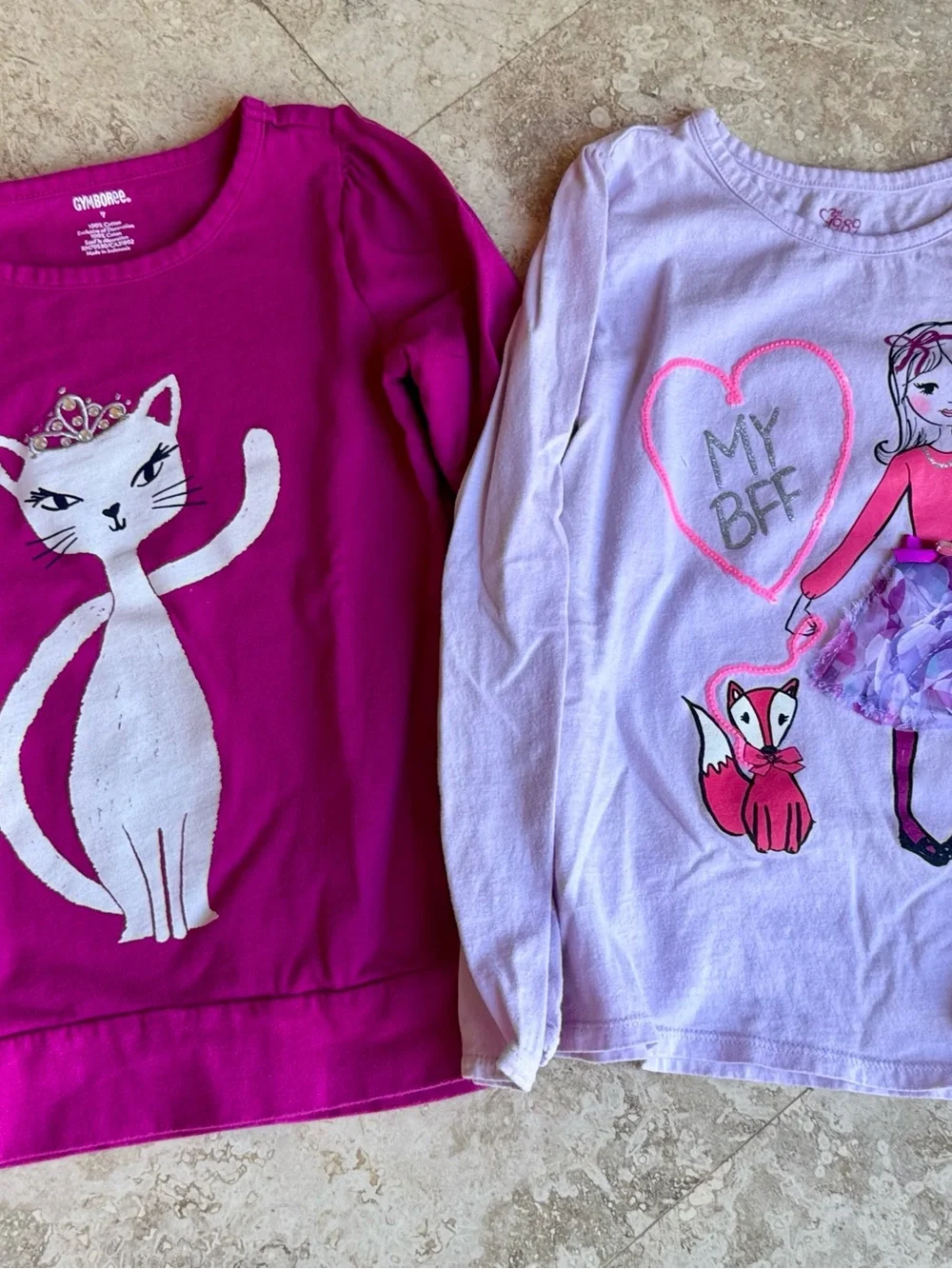 Girls Long-Sleeve Tops - Hot Pink, Lavender, Light Blue & Navy Set